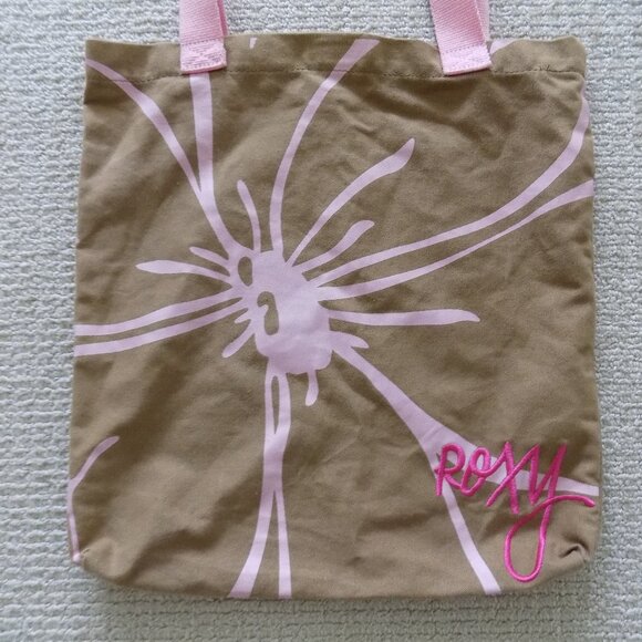 ROXY QUICKSILVER CANVAS FLORAL FLOWER TOTE BAG SHOULDER PURSE - Picture 2 of 5